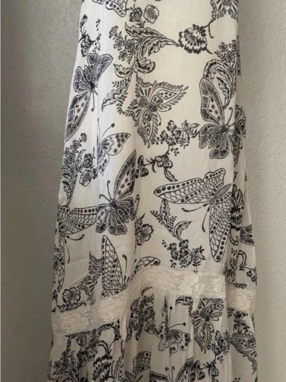 NWT Johnny Was White and Black Butterfly Maxi Skirt Small